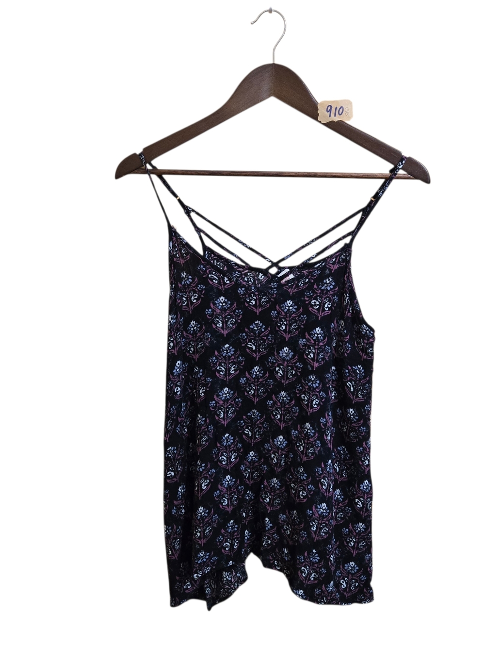 Mossimo Supply Co. Black Floral Strappy Tank Top